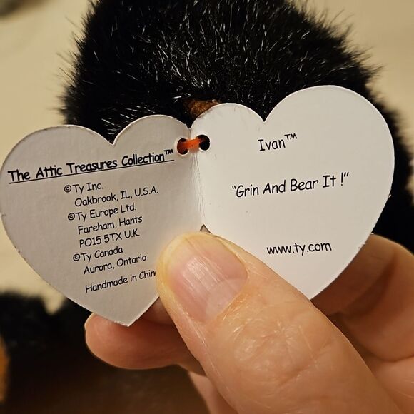 Attic treasure beanie baby, with tag 3rd edition. Ivan Black bear - Picture 6 of 8